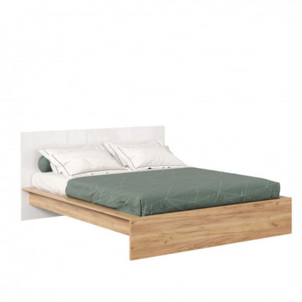 Кровать двуспальная 1600 с кроватным основанием Марта-2 ЛД 406.120.000 Дуб золотой Белый глянец_0