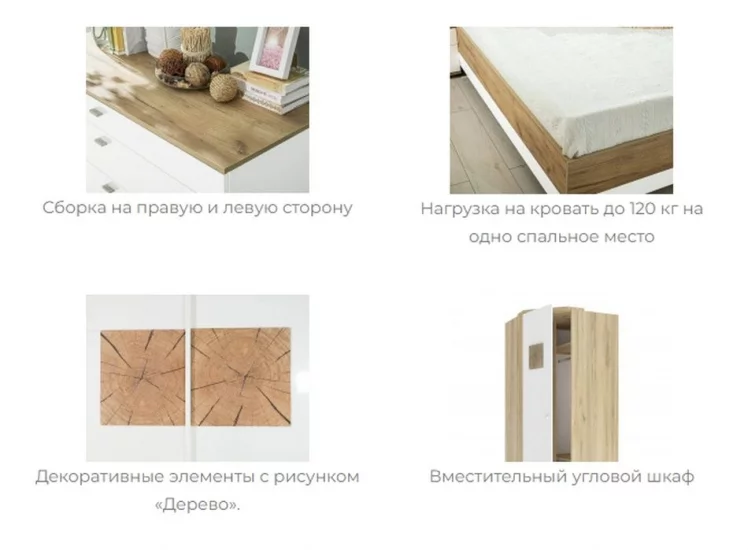 Спальный гарнитур базовый Фиджи №2 Дуб Золотой Белый_5