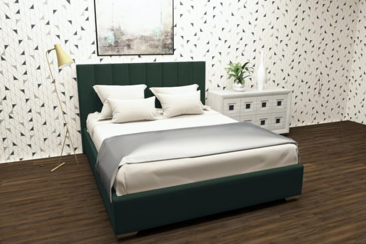 Мягкая интерьерная кровать Терра без основания Материал фасада: Металл/Велюр; Спальное место: 1800х2000 мм; Цвет: Зеленый_0