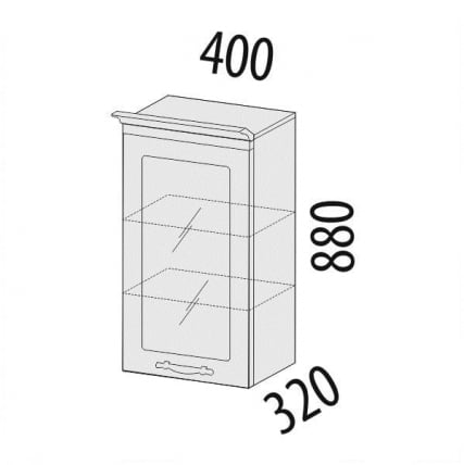 Шкаф-витрина лев/прав Милана 23.04 Сосна Астрид/Ваниль_1
