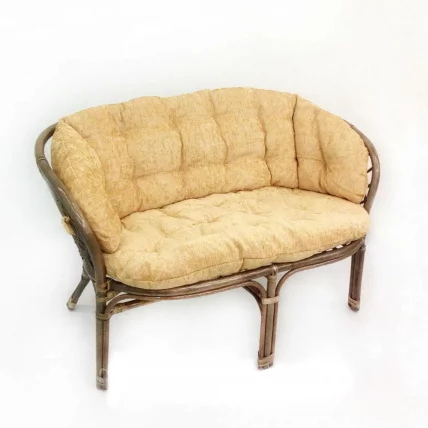 Диван Багама 2х местный, подушки светлые или коричневые полные Bahama8 орех матовый_0