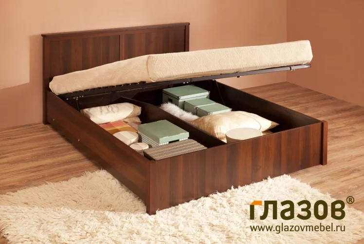 Кровать с подъемным механизмом (1400) Sherlock 43.2 Орех шоколадный (спальня)_1