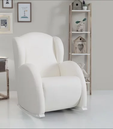 Кресло-качалка Micuna Wing/Flor white/white искусственная кожа_1