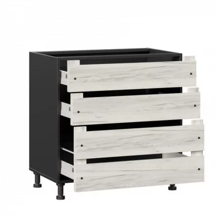 Тумба кухонная 800 с 3 ящиками ЛЮКС (4) Винченца ЛД 234.930.000.066 Тип 2 Черный Дуб Крафт белый_1