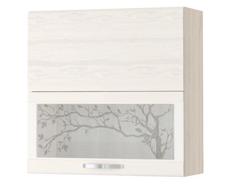 Шкаф-витрина кухонный (плавное закрывание) Графит 74.81 Сосна Астрид /Ваниль_0