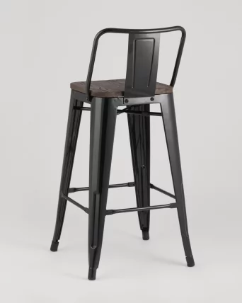 Стул полубарный Tolix Wood со спинкой Черный_4