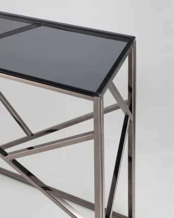 Консоль АРТ ДЕКО 115x30 Темный хром стекло smoke_4