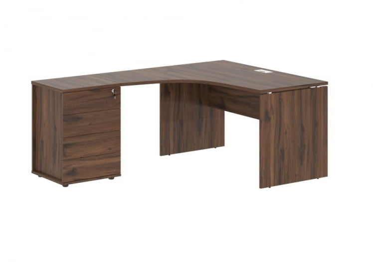 Стол эргономичный с тумбой левый EDIS EDCET 1518 L Дуб Денвер темный Белый_0