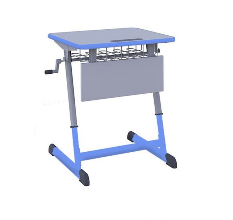 Парта одноместная НОМАД В 600х500 с ручной регулировкой высоты с антивандальной полиуретановой кромкой (рост 4-6) Голубой/Серый / NOMAD V_0