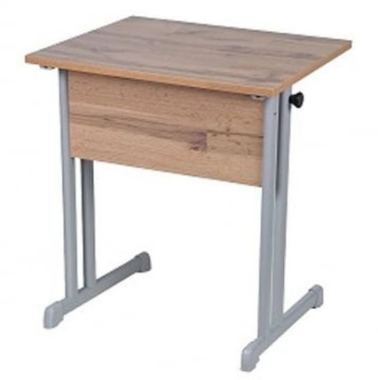 Парта одноместная прямые углы (рост 6) Дуб Вотан/Металл Серый_0