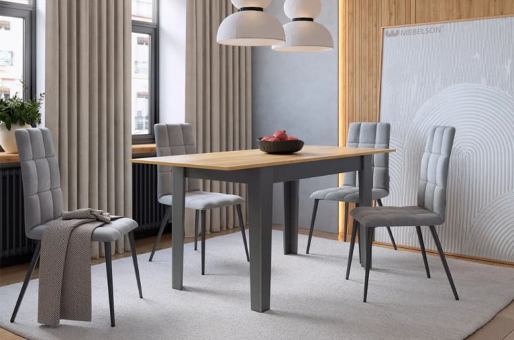 Стол обеденный раздвижной Цезарь дуб крафт золотой/графит_4