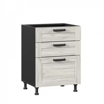 Тумба кухонная 600 с 3 ящиками (4) Винченца ЛД 234.140.000.057 Черный Дуб Крафт белый_0