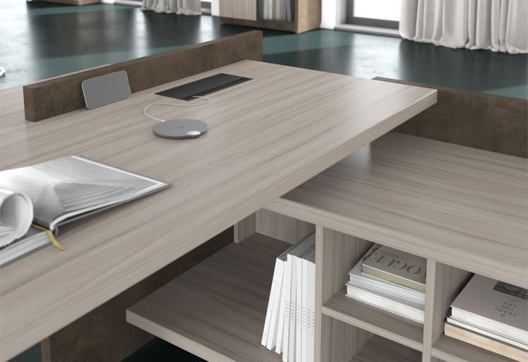 Стол руководителя левый WOOD&STONE СФ-531221 Дрифтвуд Бетон Чикаго темный_3