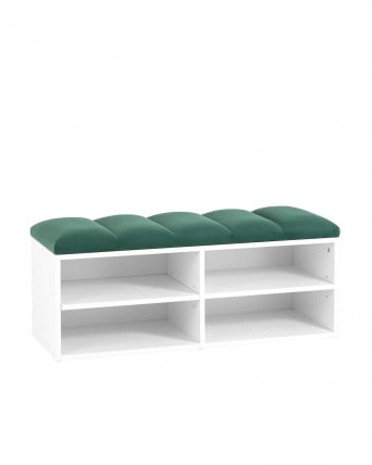 Обувница Хольст 2 белая велюр Зеленый_0