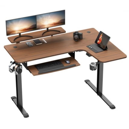 Стол для компьютера угловой (правый) c электрической регулировкой по высоте EUREKA ERK-L60R-WN_2