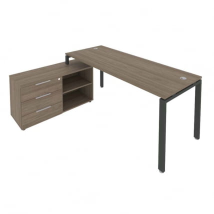 Рабочая станция на П-образном м/к с опорной тумбой левая Metal System БП.РС-СТС-2.5 Л Вяз/Антрацит_0