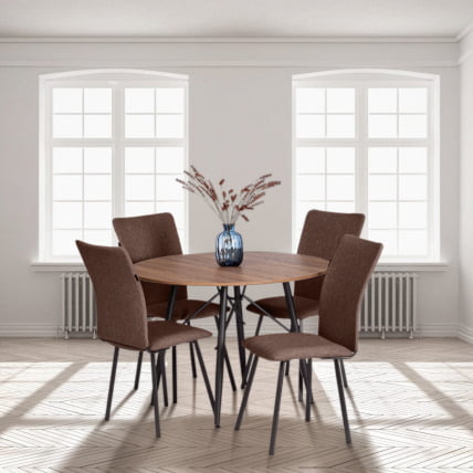 Стул обеденный La Rousse (2 шт. в упаковке) NEW, ткань рогожка, коричневый/черный, 3М7-147, 45х55х93 см_7