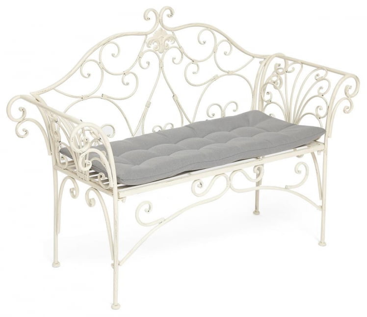 Скамья Secret de Maison BEAUJOLAIS + подушка (mod. PL08-8574) металл, 136х46х96см, белый антик (antique white)_0