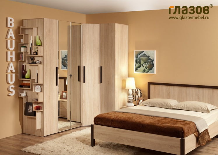 Спальня композиция 3 BAUHAUS Дуб Сонома/Орех шоколадный_0