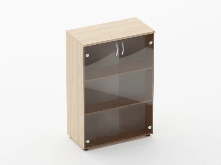 Шкаф средний со стеклом Glassy 6.12.151 Дуб молочный_0