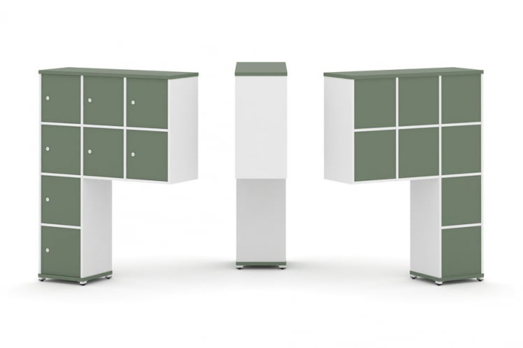 Надставка на стол высокая односторонняя + задняя стенка (8 шт.) + распашной фасад (8 шт.) CONCEPT CN.ONV-010 Кобо Белый бриллиант Белый металл_0