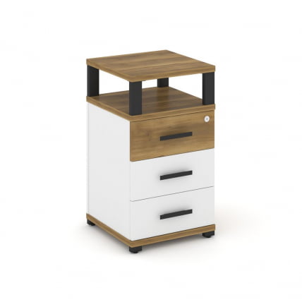 Тумба приставная с 3-мя ящиками и надставкой CONCEPT CN.TUP-003 B/W Сандал Янтарный Белый бриллиант Черный_0