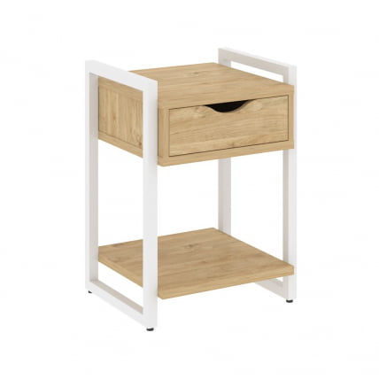 Тумба на регулируемых опорах с ящиком и полкой LOFT VR.L-T1.O Металл белый Тиквуд светлый_0