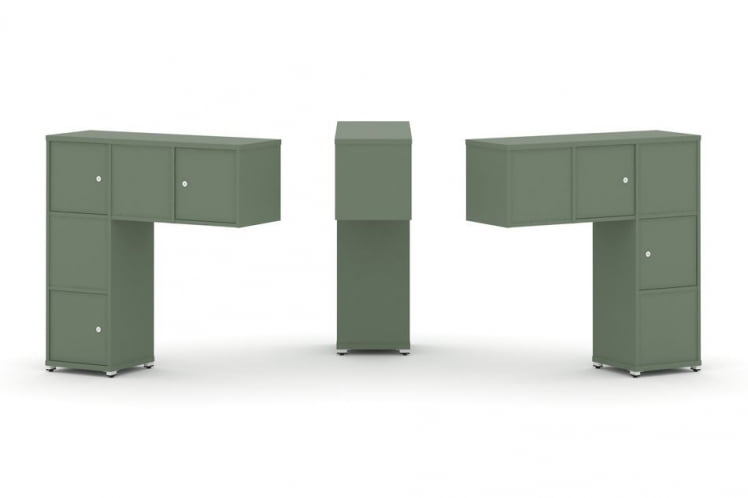 Надставка на стол низкая двухсторонняя + задняя стенка (5 шт.) + распашной фасад (5 шт.) CONCEPT CN.DNN-007 Кобо Белый металл_0