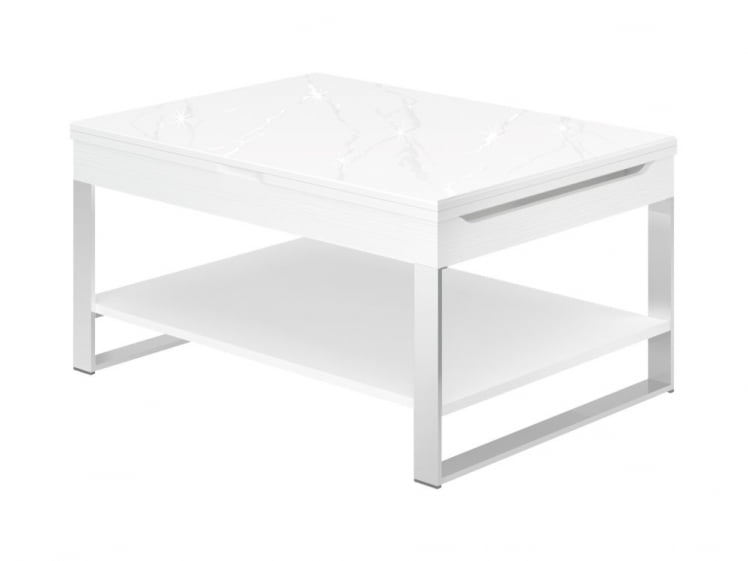 Журнальный стол-трансформер Агат-36 Белый шпон_0