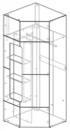 Шкаф угловой с полками Палермо Юниор 08 Ясень шимо светлый Белый глянец_3