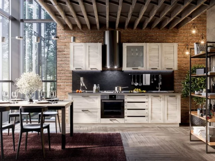 Шкаф кухонный 800 горизонтальный с 2 складными дверями комбинированный со стеклом Винченца ЛД 234.980.000.046Белый Дуб Крафт белый_2