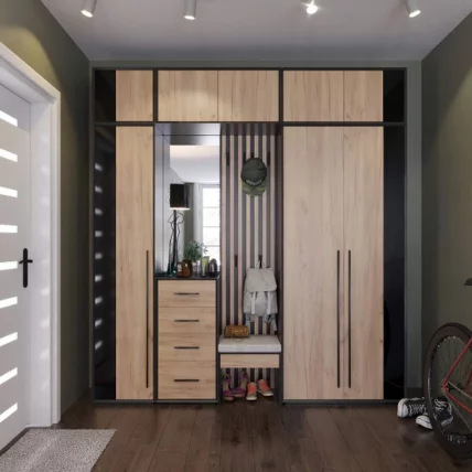 Шкаф двухстворчатый Неаполь ЛД 134.050.000 Черный Дуб Золотой_2