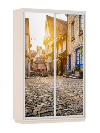 Шкаф-купе двухдверный Экспресс Дуо 1400х2200h Улица/Дуб молочный_0