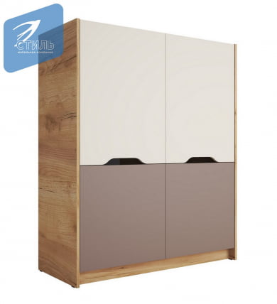 Шкаф RICH ШК-004 Миндаль/Глиняный серый/дуб крафт золотой_0