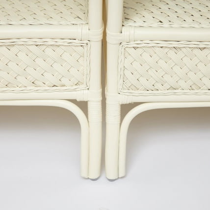 Комплект обеденный ANDREA GRAND (стол со стеклом+6 кресел+ подушки) TCH White (белый), Ткань рубчик, цвет кремовый_1