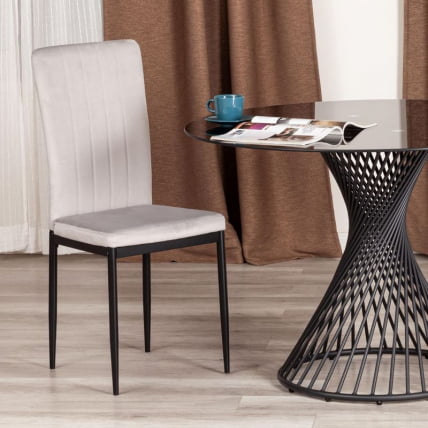 Стул VERTER (mod. 37-1) металл, вельвет, 47,8 х 41,5 х 97 см, Light grey (светло-серый) HLR14 / черный_9