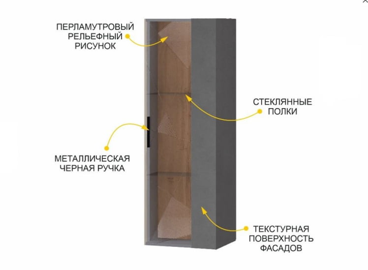 Шкаф-витрина малый (лев/прав) Джерси 602.07_1