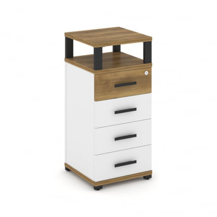 Тумба приставная с 4-мя ящиками и надставкой CONCEPT CN.TUO-003 B/W Сандал Янтарный Белый бриллиант Черный_0