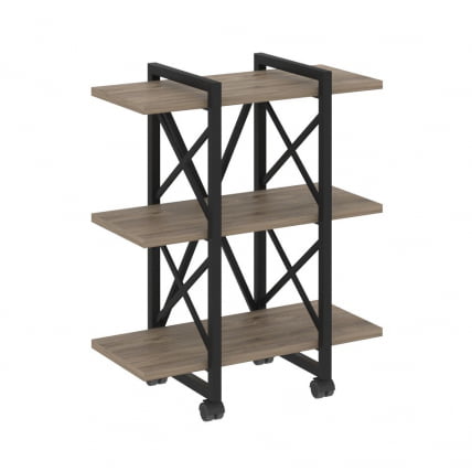 Стеллаж на колесных опорах - 3 полки LOFT  VR.L-MST.K-3.4V Металл черный Тиквуд темный_0