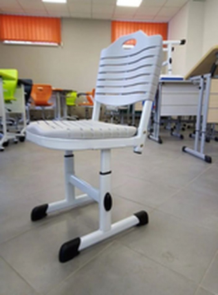 Ученический стул пластиковый (рост 3-5) Серый/Каркас белый_1