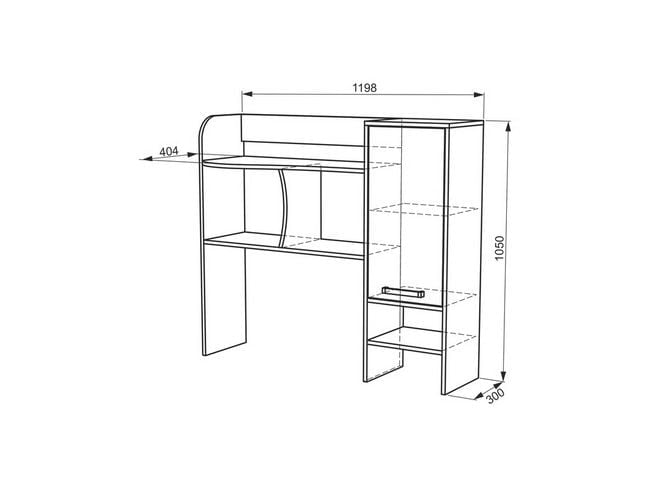 Надстройка стола компьютерного 1200 Лайт-1 модуль 01 Дуб сонома/Белый_1