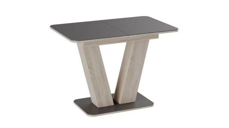 Стол раздвижной Чинзано тип 1 Дуб сонома светлая/стекло серое матовое_1