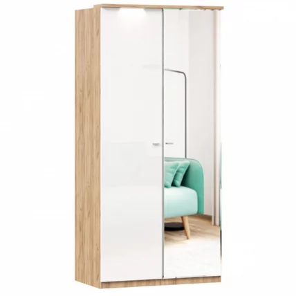 Шкаф двухстворчатый с зеркалом Фиджи ЛД 659.239.000 Дуб Золотой Белый_1