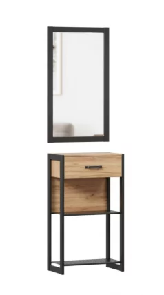 Тумба с зеркалом Техно ЛД 01 Дуб Золотой Черный_0
