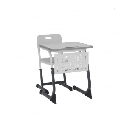 Парта одноместная регулируемая по высоте СМАРТЙ ПЛУС 600х500 с антивандальной  полиуретановой кромкой (рост 5-7) Антрацит/Белый/Серый / SMARTY PLUS_1