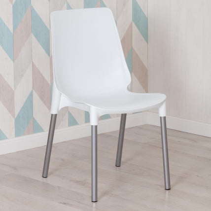 Стул GENIUS (mod 75) металл/пластик, 46x56x84cм, белый/ножки хром_9