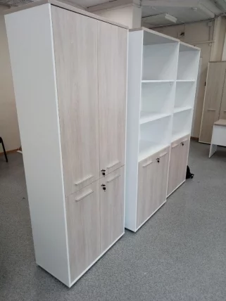 Шкаф 4 широкий верх открытый, низ закрытый Deka 10.19.111 Дуб Сантана светлый/Белый_6