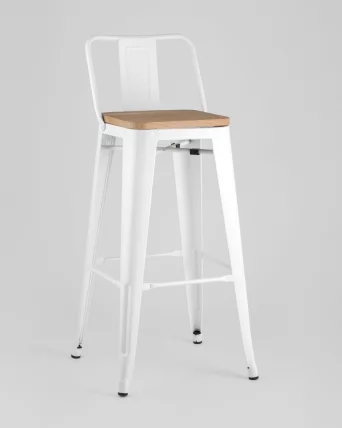 Стул барный Tolix Wood 75.5  со спинкой Белый_1