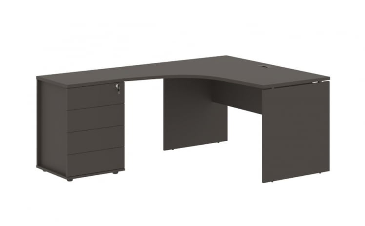 Стол эргономичный с тумбой левый EDIS EDCET 1318 L Мокко_0