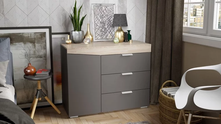 Комод тип 1 Дуб Сонома/Графит Серый_2